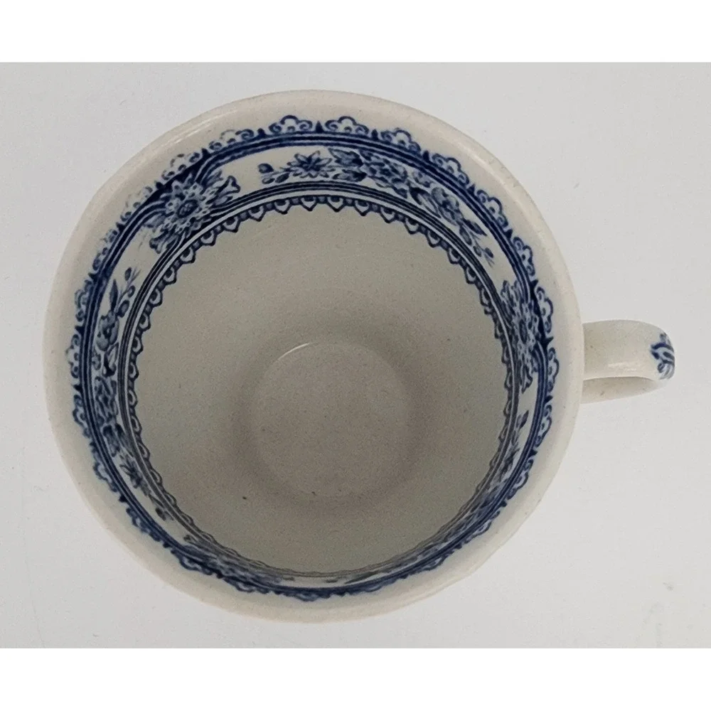 Wood's England Dorset Tea Cup Saucers 5pc Blue White Floral Vintage Transferware